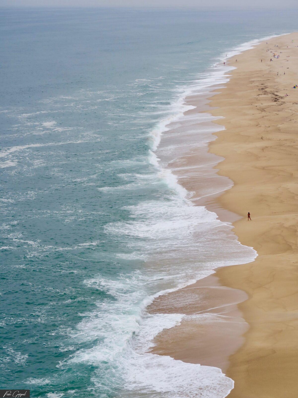 Vagues longeant une vaste plage de sable